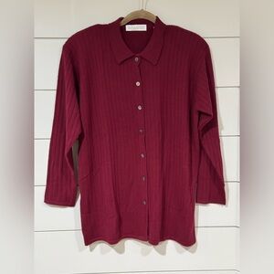 NEW Vintage Valerie Stevens Merino Wool Button Down Sweater Size M